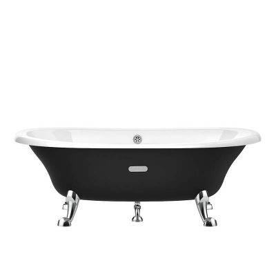 Roca Eliptico Oval Cast Iron Bath with Anti-Slip Base - Black