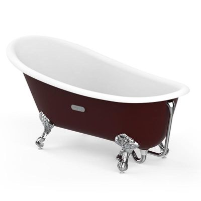 Roca Carmen Oval Cast Iron Bath With Anti Slip Base - Bordeaux - 234250003