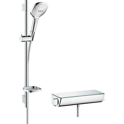 hansgrohe Raindance Select E Shower System 120 With Ecostat Select Thermostatic Mixer - White/Chrome - 27038400