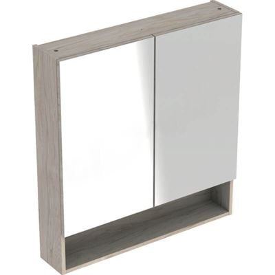 Geberit Selnova Square 2 Doors Mirror Cabinet 588mm Light Hickory - 501.267.00.1