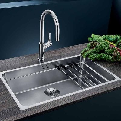 Blanco ETAGON 700-IF Stainless Steel 1 Bowl Inset Kitchen Sink with Manual InFino Waste - Satin Polish - 524272 Lifestyle