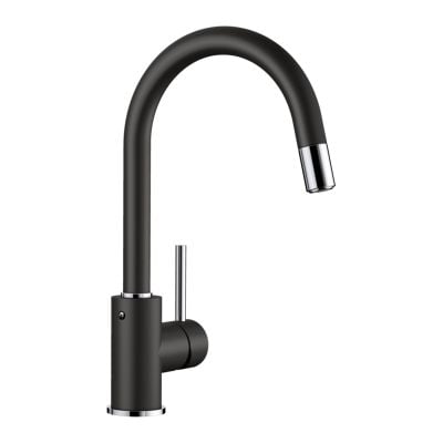 Blanco MIDA-S Single Lever Pull-Out Spray Silgranit-Look Kitchen Tap - Black - 526146