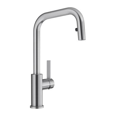 Blanco JANDORA-S Pull-Out J-Shaped Spout Solid Kitchen Tap - Brushed Stainless Steel - 526614