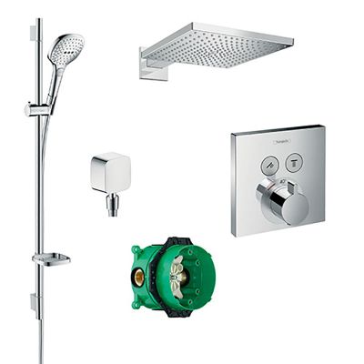 hansgrohe Square Select Valve With Raindance (300) Overhead And Select Rail Kit - 88101005