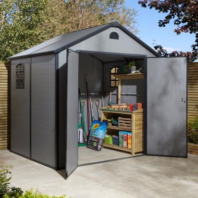 Rowlinson Airevale 8x6 Plastic Apex Shed Light Grey - AI86APXLG