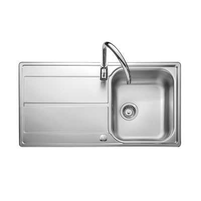 Leisure Aria 1 Bowl Inset Kitchen Sink with Reversible Drainer - Satin Stainless Steel - ARA9501/