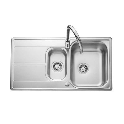 Leisure Aria 1.5 Bowl Inset Kitchen Sink with Reversible Drainer - Satin Stainless Steel - ARA9502/