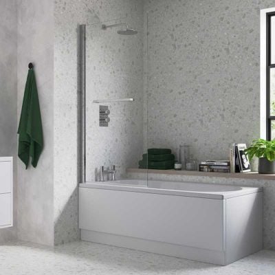 Bathrooms by Trading Depot Single Straight Bath Screen With Rail - TDBT3770
