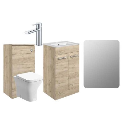 Bathrooms by Trading Depot Bay 510mm Floor Standing Furniture Pack - Oak With Chrome Finishes - TDBT108127