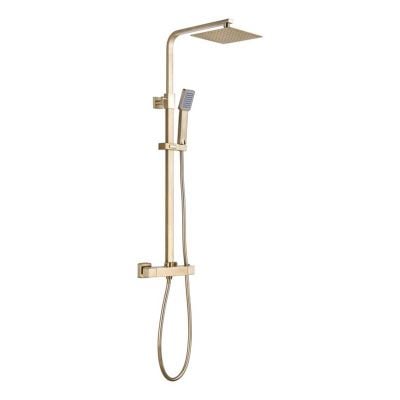 Bathrooms by Trading Depot Square Thermostatic Bar Mixer Shower With Riser Kit - Brushed Brass - TDBT108087