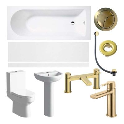 Bathrooms by Trading Depot Marina Bathroom Suite With Brushed Brass Finishes - TDBT108111
