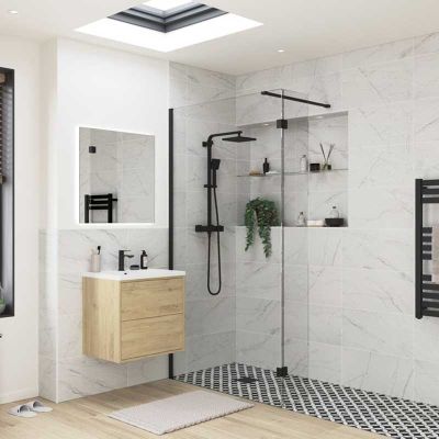 Bathrooms by Trading Depot Calder 300mm Wetroom Splash Panel - Black - TDBT107551