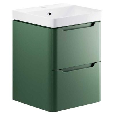 Bathrooms by Trading Depot Cascade 500mm Wall Hung Cloakroom Unit With Basin - Matt Sage Green - TDBT105324