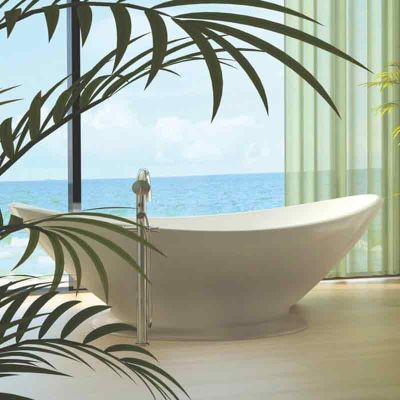 BC Designs Kurv Cian® Solid-Surface Bath with Plinth 1890mm x 900mm - Gloss White - BAB005+BAB007 - DISCONTINUED