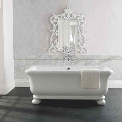 BC Designs Senator Cian® Solid-Surface Bath with Bun Feet 1804mm x 850mm - Polished White - BAB045+BAB047 - DISCONTINUED
