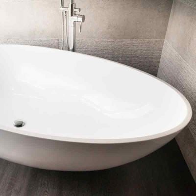 BC Designs Gio Cian® Solid-Surface Bath 1645mm x 935mm - Polished White - BAB062