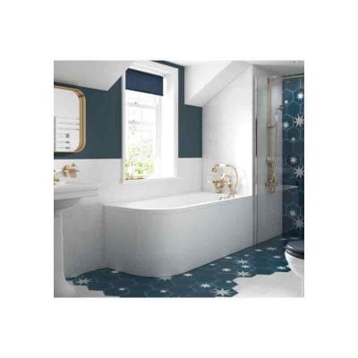 BC Designs BC-SolidBlue Amerina Space Saving Corner Bath 1700mm x 725mm (Right-Hand) - Gloss White - BAI030