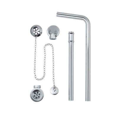 BC Designs Exposed Bath Waste/Plug & Chain with Overflow Pipe - Chrome - WAS030