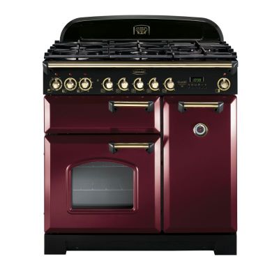 Rangemaster Classic Deluxe 90 Dual Fuel Cranberry Brass - CDL90DFFCY/B