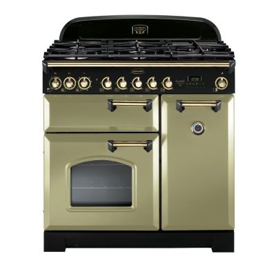 Rangemaster Classic Deluxe 90 Dual Fuel Olive Green Brass - CDL90DFFOG/B