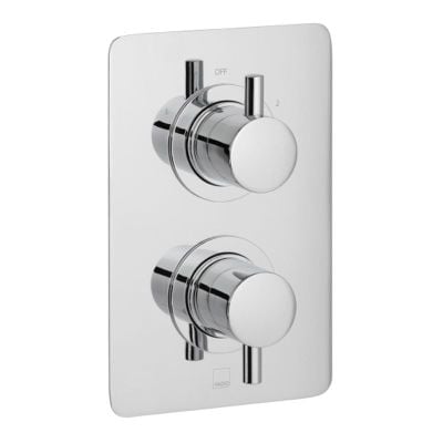 Vado DX Celsius 2 Outlet, 2 Handle Concealed Thermostatic Valve with Soft Square Backplate - CEL-148D/2/SQ-C/P