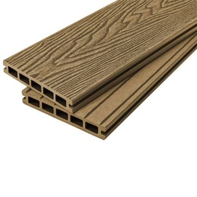 Cladco WPC Woodgrain Hollow Composite Decking Board 4 Metre x 150 x 25mm - Teak/Original Wood - WPCHWT40