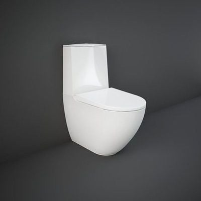 RAK Ceramics Des Rimless Close Coupled Toilet Pan - Gloss Alpine White - DESWC1146AWHA