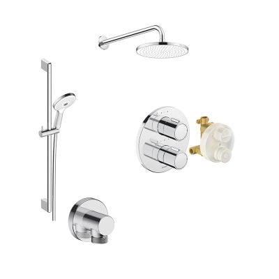 duravit Concealed Round Thermostatic Shower Set With 230mm Shower Head  - Chrome - DURAVITSHOWERPACK1