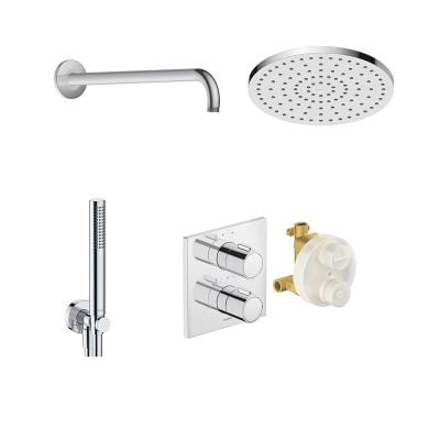 duravit Concealed Square Thermostatic Shower Set With 250mm Shower Head - Chrome - DURAVITSHOWERPACK4
