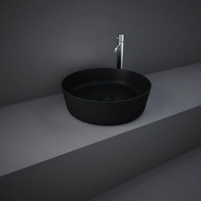 RAK Ceramics Feeling 42cm Round Countertop Basin - No Tap Hole - Matt Black - FEECT4200504A