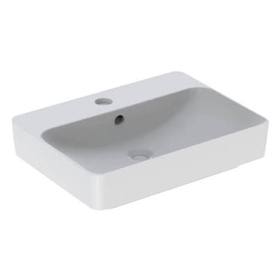 Geberit Variform 600 x 450mm Rectangular Lay-On Basin 1 Taphole With Visible Overflow - 500.780.01.2