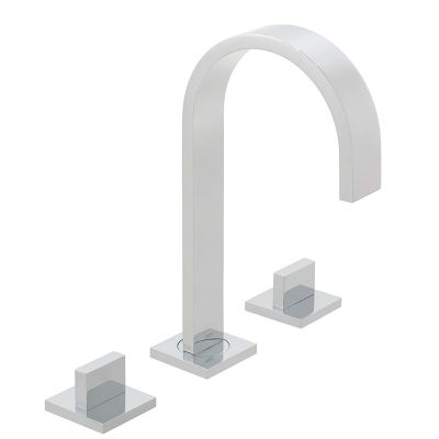 Vado Geo 3 Hole Basin Mixer Spout Can Swivel Or Be Fixed Deck Mounted Without Pop-Up Waste - Chrome - GEO-101-C/P