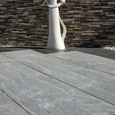 Global Stone Mixed Size Series Porcelain Paving Slab Single Size Pack 600 x 1200 x 20mm - Pack of 1 - Liquorice - LIPE6012S