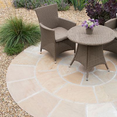Global Stone Premium Sandstone Circle Triple Ring Project Pack - Pack of 37 - Buff Brown - BBSC2800