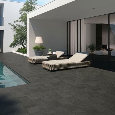 Global Stone Small Size Series Porcelain Paving Slabs Single Size Pack 200 x 200 x 20mm - Pack of 6 - Aran Black - ABPE2020