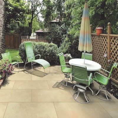 Global Stone Station Porcelain Paving Slabs Single Size Pack 600 x 1200 x 20mm - Pack of 24 - Pearl - SPPE6012