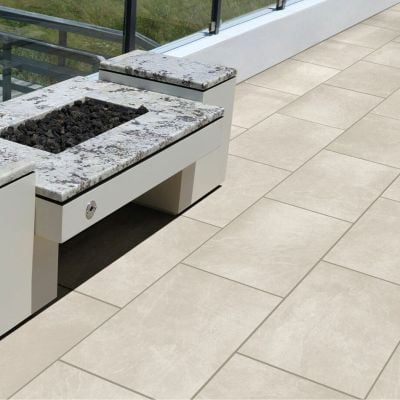 Global Stone Station Porcelain Paving Slabs Single Size Pack 600 x 1200 x 20mm - Pack of 24 - White - SWPE6012