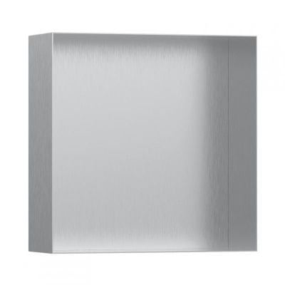 hansgrohe XtraStoris Minimalistic 295x295x100mm Framless Shower Niche - Brushed Stainless Steel - 56073800