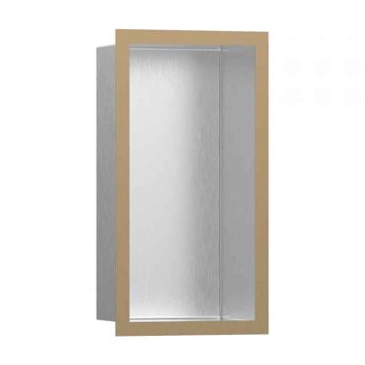 hansgrohe XtraStoris Individual 142mm Shower Niche with Frame - Stainless Steel/Brushed Bronze - 56094140