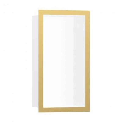 hansgrohe XtraStoris Individual 142mm Shower Niche with Frame - Matt White/Polished Gold-Optic - 56096990