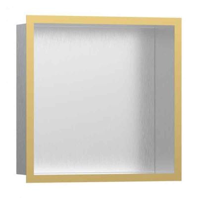 hansgrohe XtraStoris Individual 300mm Shower Niche with Frame - Stainless Steel/Polished Gold-Optic - 56097990