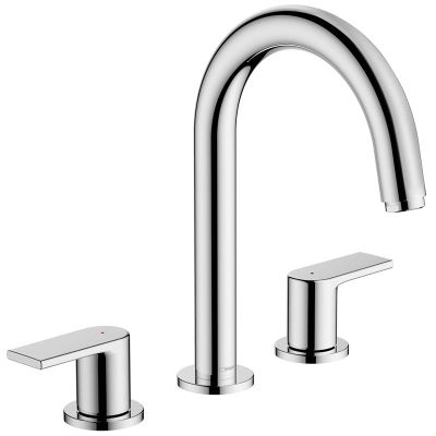 hansgrohe Vernis Shape EcoSmart 3-Hole Basin Mixer Tap With Pop-Up Waste - Chrome - 71563000