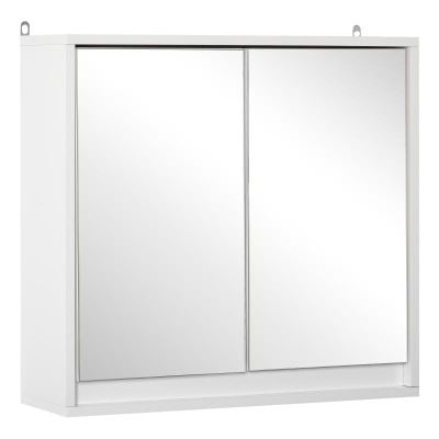 HOMCOM Mirror Cabinet with Double Door 48 x 14.5 x 45cm - White - 834-172WT