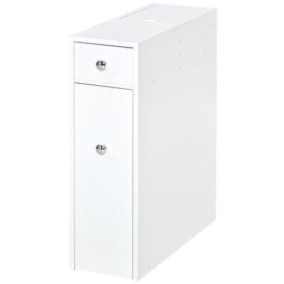 HOMCOM Bathroom Floor Storage Cabinet 17W x 48D x 58Hcm - White - 834-186 - Clean