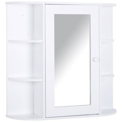 HOMCOM 2-Tier Mirror Cabinet with Single Door - White - 834-203