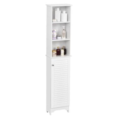 HOMCOM Tallboy Storage Cabinet with 6 Shelves - White - 834-242
