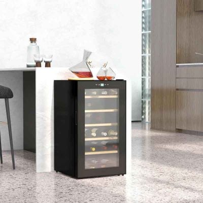 HOMCOM 24 Bottles Wine Cooler with Touch Screen Control - Black - 800-150V70