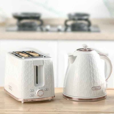 HOMCOM 3000W 1.7 Litre Fast Boil Kettle & 2 Slice Toaster Set - White - 800-181V70CW