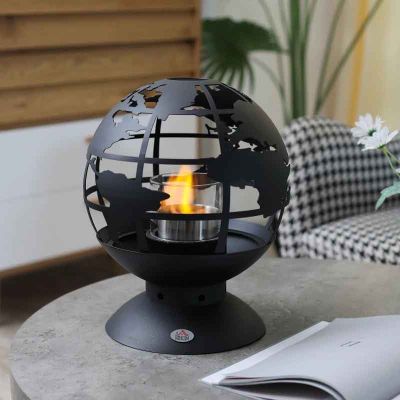 HOMCOM Tabletop Bioethanol Fire - Globe Design - Black - 820-307V00BK