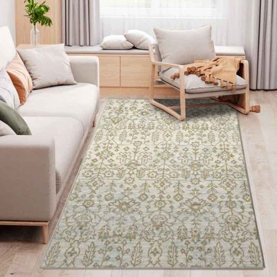 HOMCOM Decorative Floral Pattern Rugs - 1500x800mm - Beige - 830-479V70